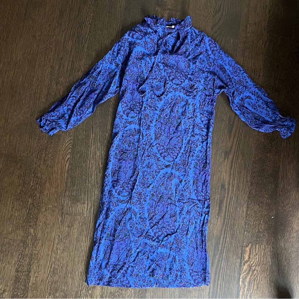 RODIER Paris Silk Royal Blue Long Sleeve Dress